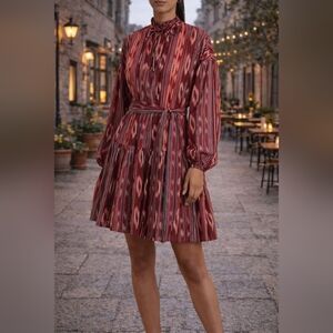 NWOT Lauren Ralph Lauren Geo-Stripe Cotton Voile Belted Dress – Size 14